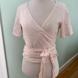 Marine Layer Light Pink Wrap Marilyn Blouse